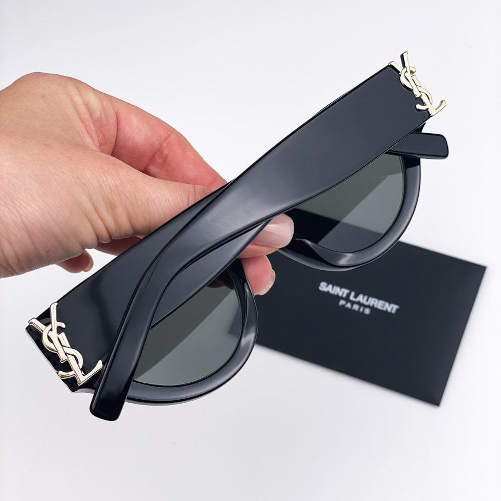 Saint Laurent SLM94 001 BRAND NEW Sunglasses Black Grey Cat Eye Women - Picture 3 of 15